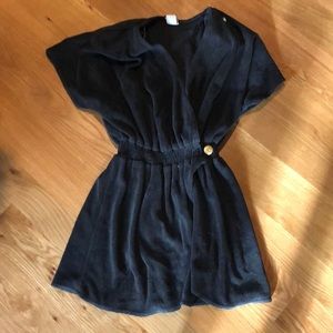 Cinched waist black over vest